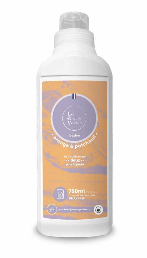 Lessive liquide certifiée bio Orange & Patchouli - 750 ml - E-POP CARE