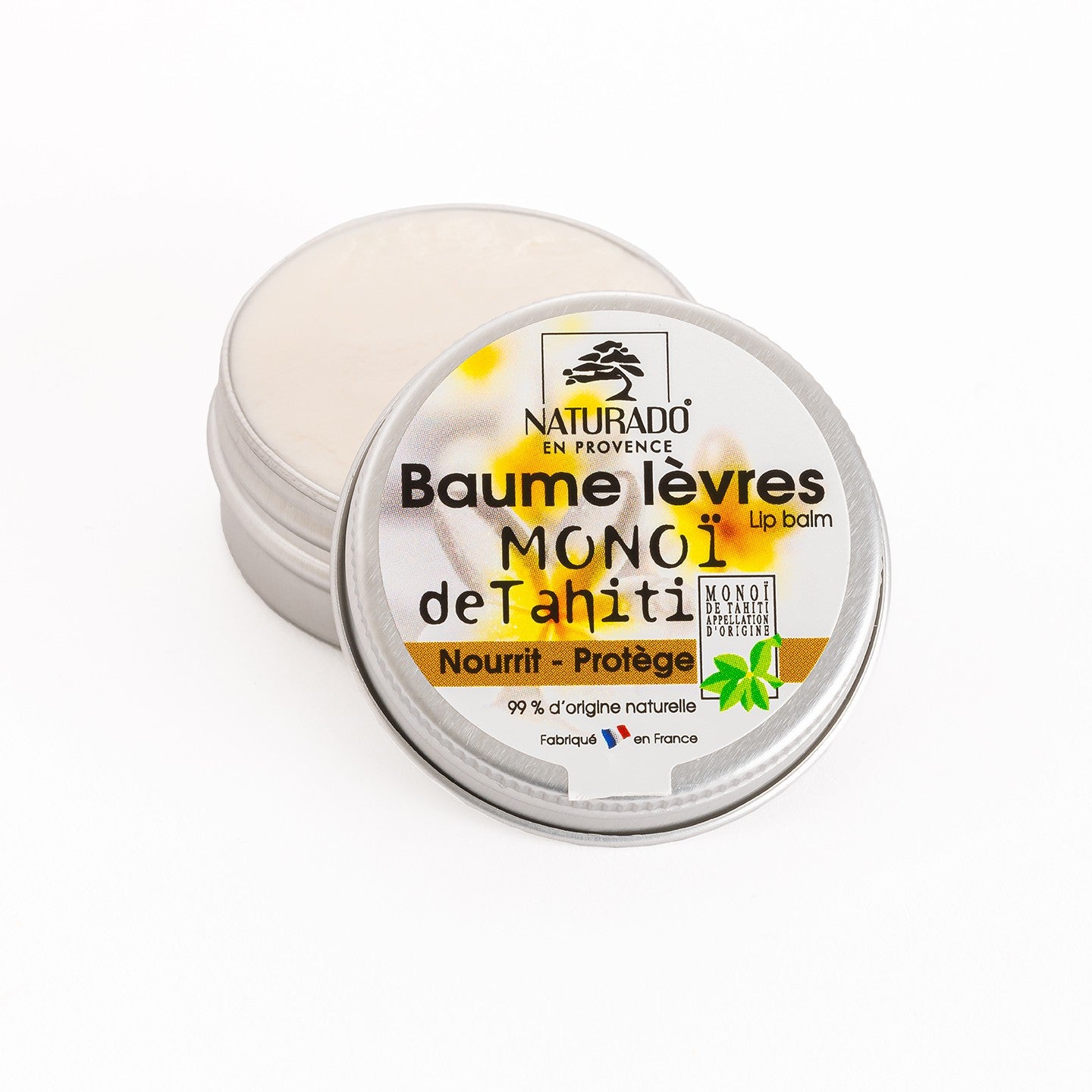 Baume lèvres au Monoï de Tahiti Appellation d'Origine 15 ml - Naturado en Provence