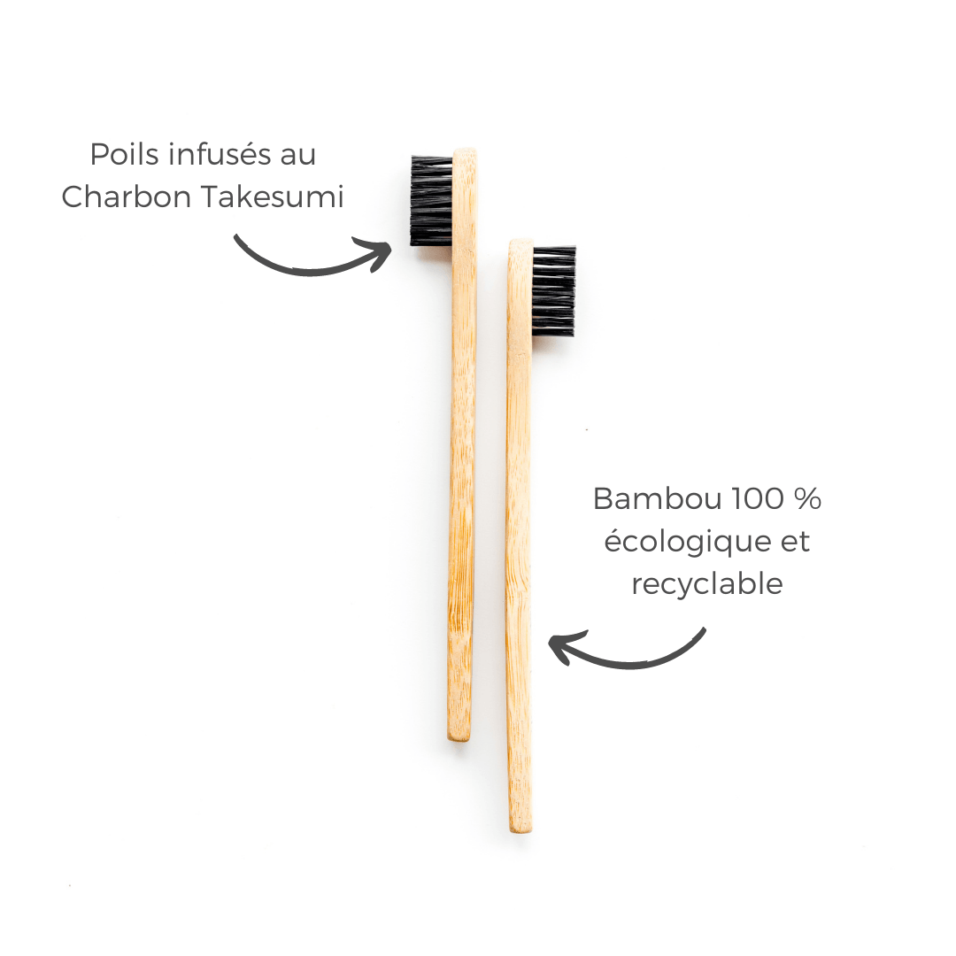 Brosse à dents en bambou infusée au charbon de bambou - E-POP CARE