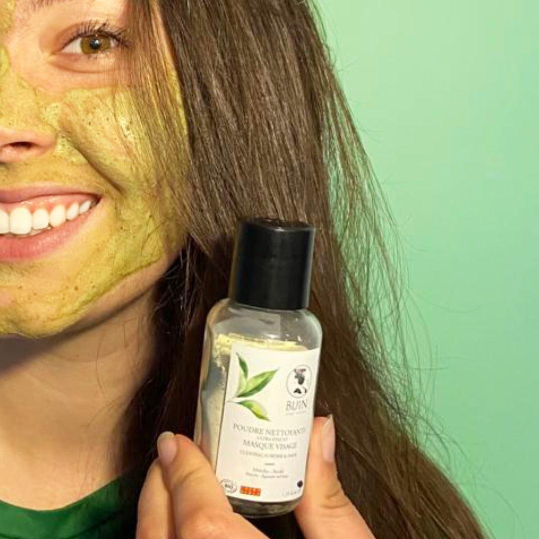 Poudre nettoyante et masque visage 2 en 1 au matcha - E-POP CARE